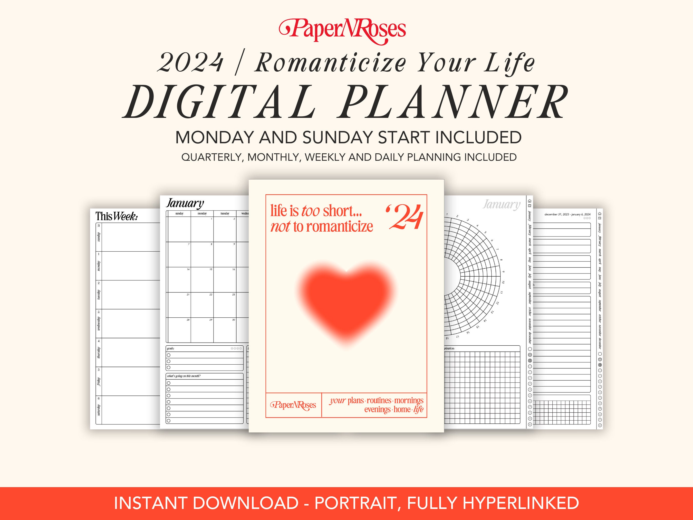 2024 Digital Planner - Portrait - Minimal - Goodnotes Planner - iPad ...