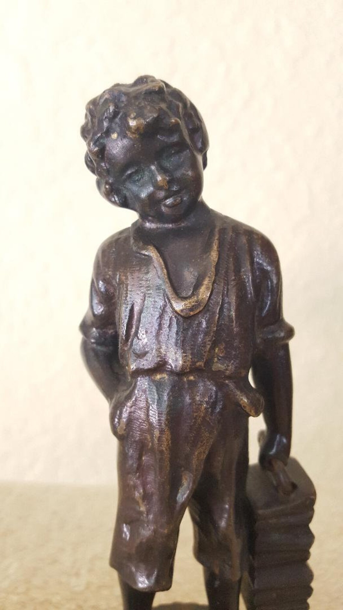 19th Century Bronze Boy With Accordion Antique Bronze Boy Etsy