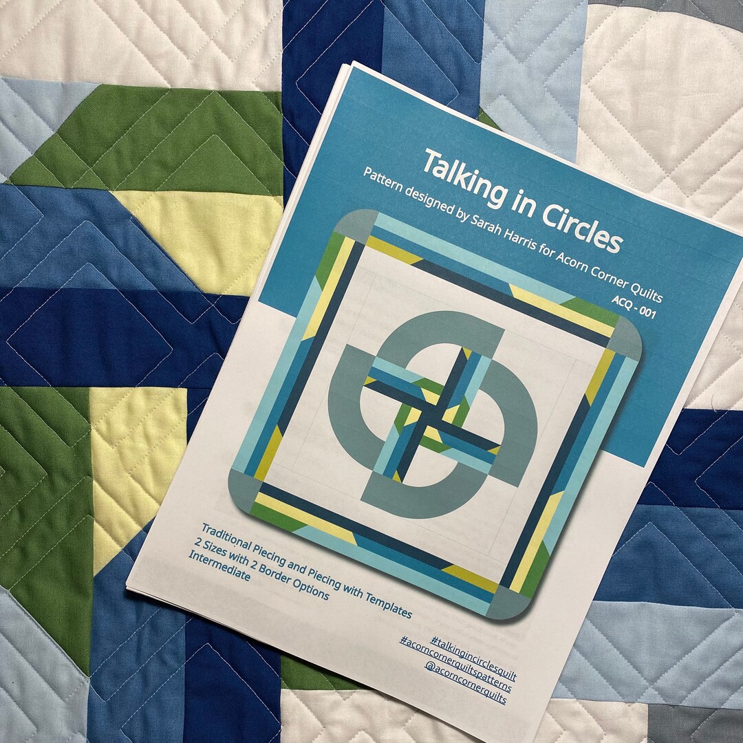 Talking in Circles Quilt, PDF Version. Modern Quilt With No Pin Curves