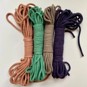 macrame cord - 3-4 mm single twist - 100% Cotton - 10m x 5 - Patel Rainbow  colour pack - made in the UK