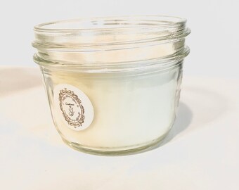 Lemon Scented Candle Essential Oil Handmade Eight Ounce Mason Jar Made With  Soy Wax