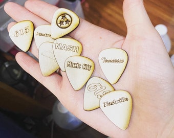 Wooden Guitar Picks Decorative Set Customizable Sayings Handmade