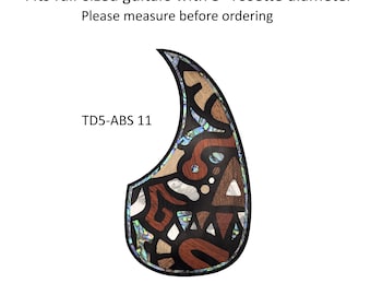 Rosewood Teardrop Guitar Pickguard with Abstract Design Inlay