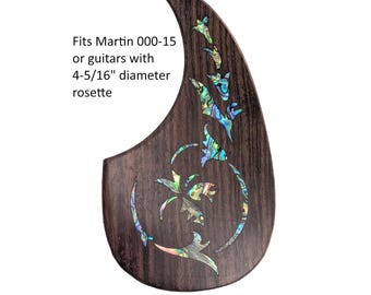 Rosewood Pickguard Fits Martin 000-15M (only) Guitar Pickguard Colorful Abalone Vine of Harmonics Design