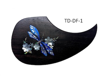Dragonfly Inlay Acoustic Guitar Pickguard: Mother of Pearl & Abalone