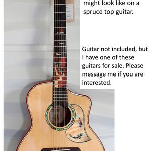 Pickguard for Travel Size Guitar Maple Abalone Mother of Pearl Koi Design Guitar Pickguard Handcrafted Guitar Parts Guitar Accessories