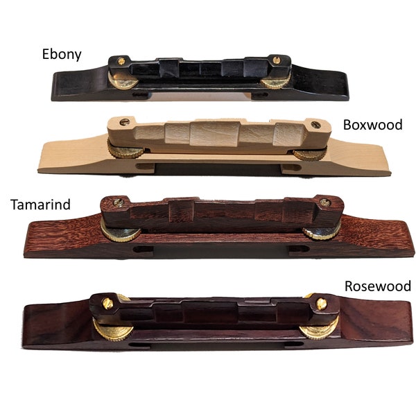 Archtop Guitar Bridge Rosewood, Ebony, Tamarind, or Boxwood w/Solid Brass Hardware