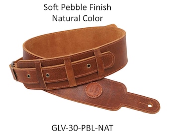Leather Guitar Strap Soft, Full-Grain, Padded, Pebbled or Smooth, Comfortable & Durable, Musician Accessories