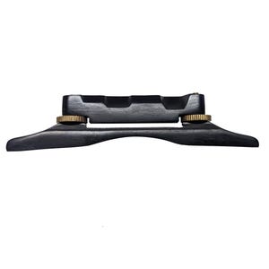 Adjustable Ebony Mandolin Bridge, Compensated Unslotted Saddle, Solid Brass Hardware Upgrade image 1
