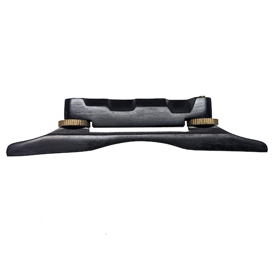Adjustable Ebony Mandolin Bridge, Compensated Unslotted Saddle, Solid Brass Hardware Upgrade