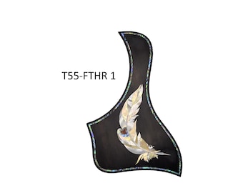 Taylor Style Pickguard Rosewood Colorful Abalone & White Mother-of-Pearl Inlay Feather Design