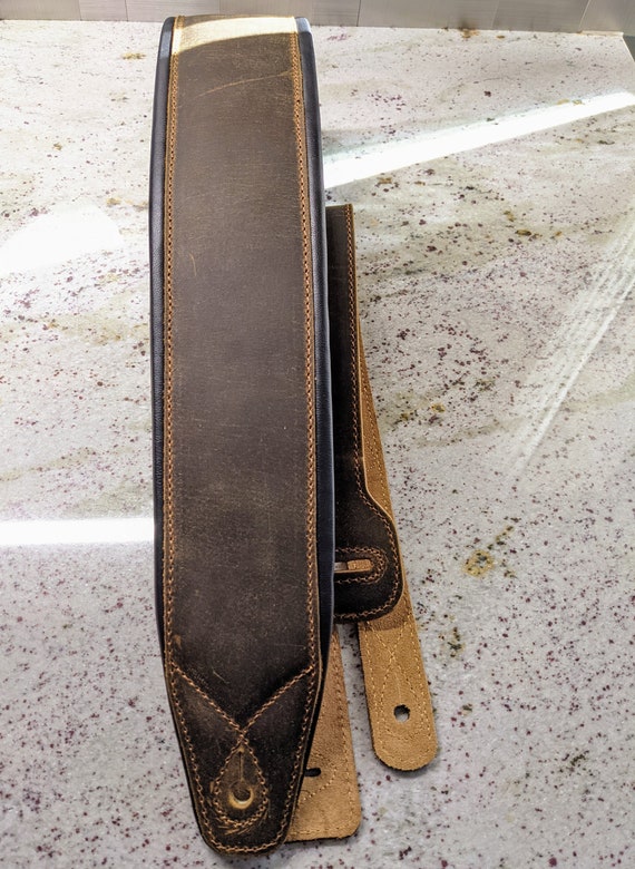 Full grain leather guitar strap deals