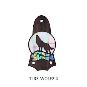 Truss Rod Cover Wolf & Howling Moon  Colorful Abalone and White Mother of Pearl Inlay