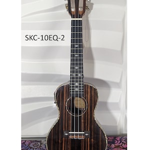 AA Ebony Wood Concert Ukulele, Premium Smiger Acoustic Electric Model, Great Sound Quality for Players, Musical Gift