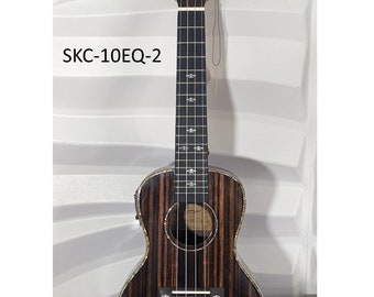 Ebony Concert Ukulele Acoustic Electric-Beautiful AA Ebony Wood -Professionally Setup!