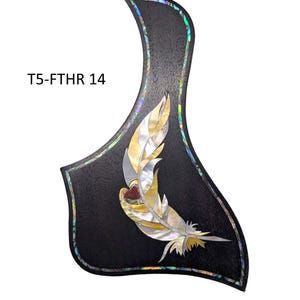 Fits Taylor Guitar Pickguard Feather Design Mother of Pearl Inlay