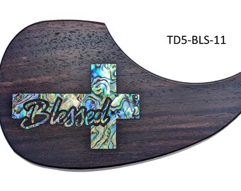 Rosewood Teardrop Pickguard w/Premium Abalone Blessed Cross Inlay