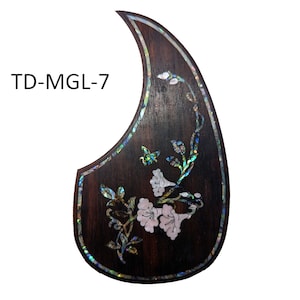 Guitar Pickguard Morning Glory Abalone & Mother of Pearl Design Handcrafted Pickguard Wood Guitar Pickguard Guitar Accessories Guitar Parts