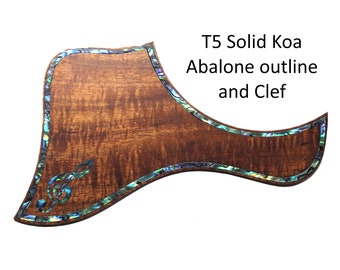 Gorgeous Taylor Koa Pickguard w/Abalone Outline and Clef Inlay -Optional Truss Rod Cover