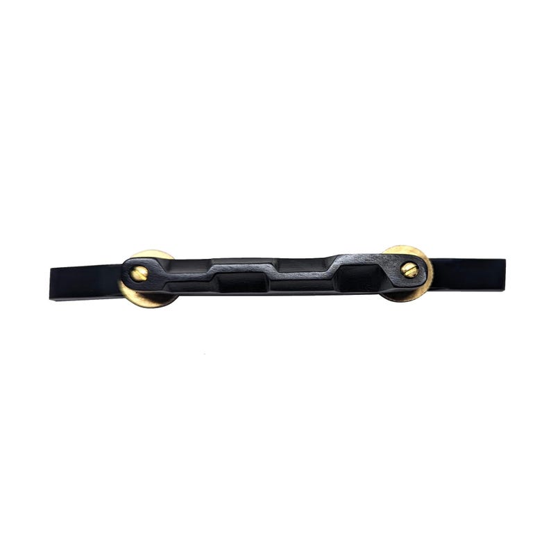 Adjustable Ebony Mandolin Bridge, Compensated Unslotted Saddle, Solid Brass Hardware Upgrade image 3