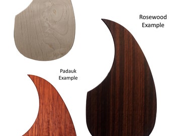 Teardrop Shape Premium Solid Wood Pickguards-Rosewood Maple or Padauk