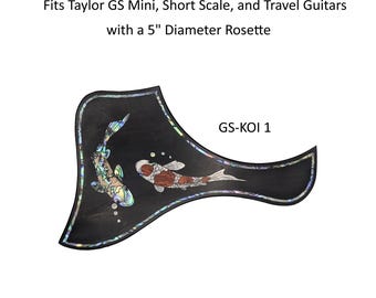 Fits Taylor Guitar Koi Design Inlay Pickguard  - Abalone, Mother of Pearl Inlay Artistry