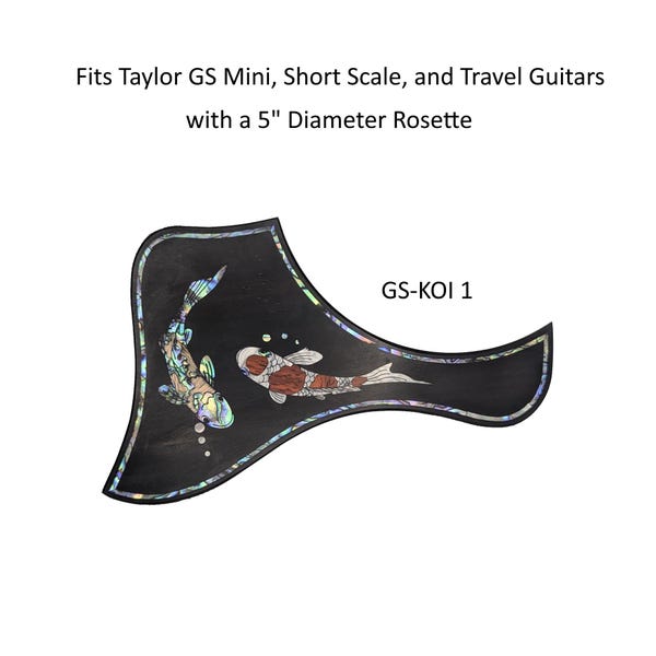 Solid Rosewood Acoustic Guitar Pickguard Koi Fish Abalone Pearl Maple Inlay Fits Short-Scale/GS Mini Full Size 5" and 5.5" Rosette Diameter
