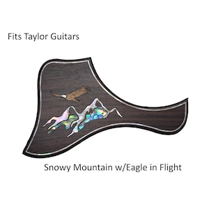Pickguard for Taylor Guitar | Rosewood Abalone Maple Mother of Pearl Eagle Over Mountains Design | Acoustic Guitar Parts & Accessories