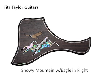 Taylor Guitar Pickguard: Rosewood Abalone Eagle Inlay, Free Mount