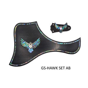 Taylor GS Mini Pickguard Truss Rod Cover Set Colorful Abalone Hawk Inlay