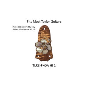 Taylor Guitar Truss Rod Cover Solid Koa Wood with Mother of Pearl Hibiscus Hawaiian Flower Inlay, Fits Most Taylor Models