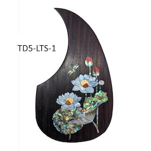 Guitar Pickguard Solid Rosewood Mother of Pearl Abalone Inlay Lotus-Dragonfly Design Guitar Parts Guitar Accessories