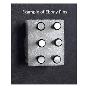Ebony Guitar Bridge Pin Set with Mother of Pearl Inlay | Acoustic Upgrade for Better Sound and Sustain | 6 Bridge Pins for Guitar Hardware