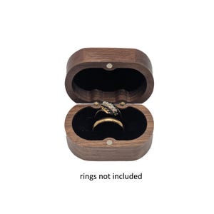 Handcrafted Walnut Double Ring Box – Plush Black Lining, Hidden Brass Hinges