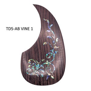 Acoustic Guitar Pickguard Abalone Scrolling Vine Inlay Teardrop Wood Guitar Pickguard Guitar Parts