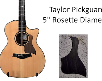 Taylor Shape Pickguards- 100-900 Series w/5" Rosette-Solid Rosewood-Ebony-Padauk or Maple