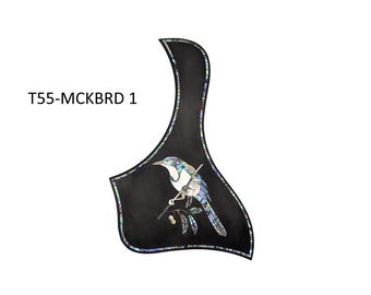 Mockingbird Design Guitar Pickguard Blue-Green Abalone & White Mother-of-Pearl Inlay 5.5"