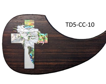 Rosewood Teardrop Pickguard w/Mother of Pearl & Abalone Christ-Cross Inlay