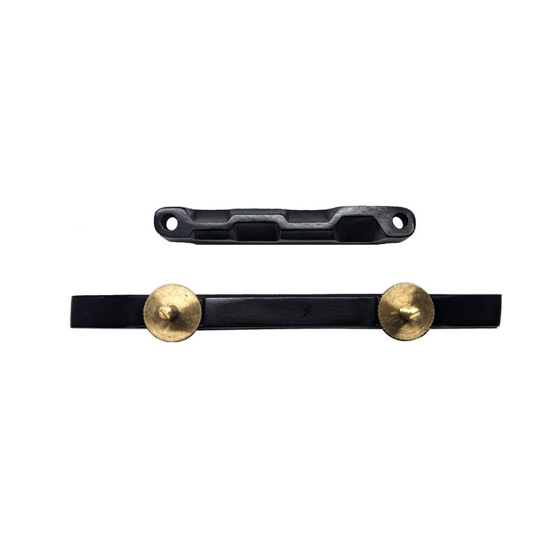 Adjustable Ebony Mandolin Bridge, Compensated Unslotted Saddle, Solid Brass Hardware Upgrade image 4