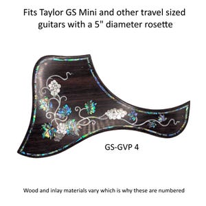 Taylor Acoustic Guitar Pickguard Solid Rosewood with Grapevine Abalone Mother of Pearl Inlay, Three Size Options