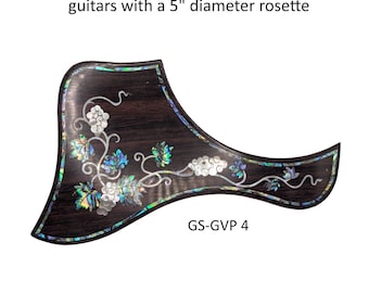 Taylor Acoustic Guitar Pickguard Solid Rosewood with Grapevine Abalone Mother of Pearl Inlay, Three Size Options