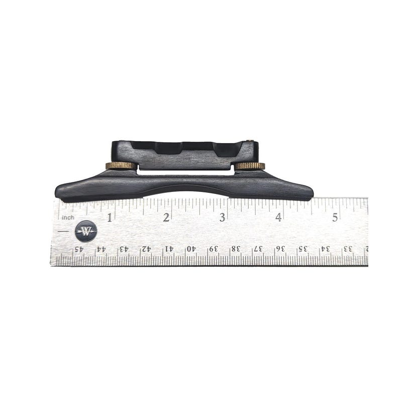 Adjustable Ebony Mandolin Bridge, Compensated Unslotted Saddle, Solid Brass Hardware Upgrade image 7
