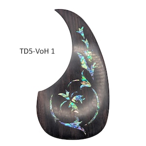 Handmade Rosewood Pickguard Abalone Inlay for Full Size Guitars, Vine of Harmonics Design, Acoustic Guitar Part, Custom Guitar Accessory