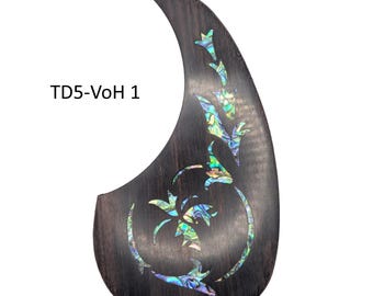 Rosewood Guitar Pickguard: Abalone Inlay, Vine Design