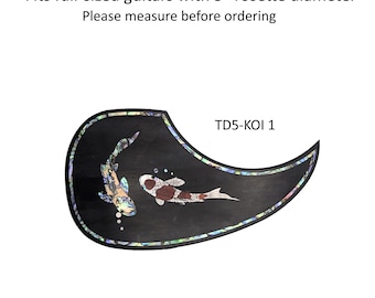 Rosewood Teardrop Guitar Pickguard: Colorful Abalone, Wood & Mother of Pearl Inlay