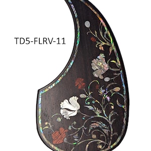 Guitar Pickguard Abalone Vine Mother of Pearl Design Teardrop Custom Pickguard Wood Guitar Pickguard Guitar Accessories Guitar Parts