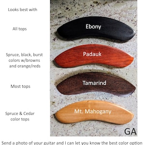 Guitar Armrest Comfortable Soft Edge Wood Armrest for Right-Handed Guitar Rosewood, Ebony, Mahogany, Boxwood, Padauk, Handcrafted Style