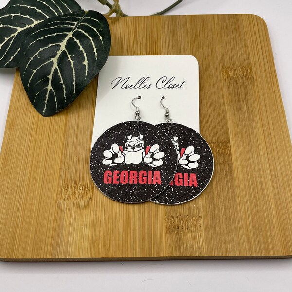 University of Georgia_Bulldogs_Dawgs_Faux Leather Earrings