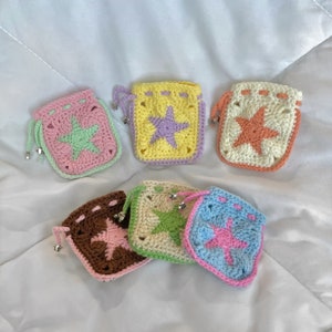 Crochet Pouch, Star Bag, Crochet Star Pouch, Crochet Airpod Case, Crochet Coin Purse, Star Drawstring Pouch, Christmas Crochet,