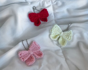 Coquette Crochet, Crochet Bow, Keychain Accessory, Crochet Keychain, Coquette Aesthetic, Crochet Bag Charm, Bag Accessory, Birthday Gift